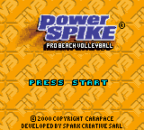 Power Spike Pro Beach Volleyball title screen for GameBoy Color